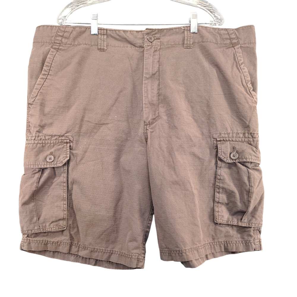 True Nation Men's Cargo Shorts Brown Size 44 Pockets Cotton Belt Loops